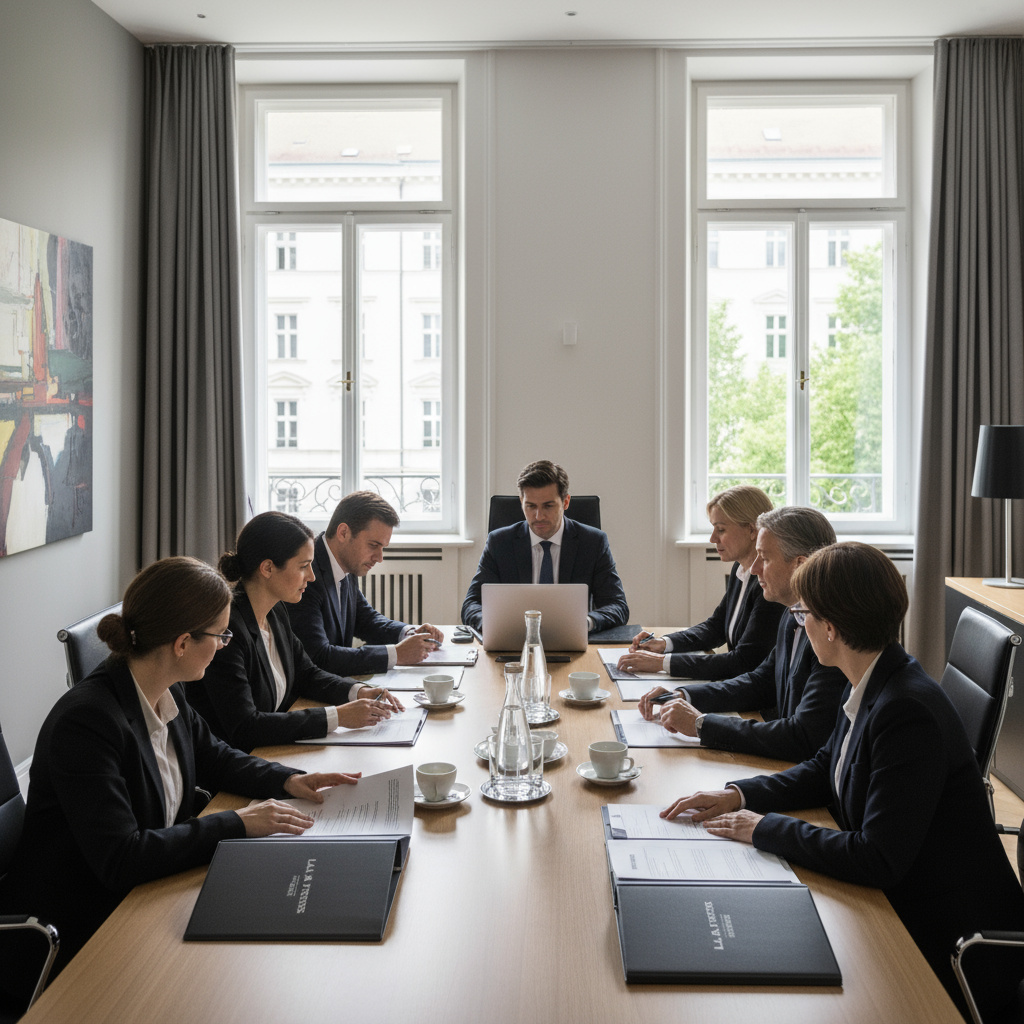Professionelles Meeting im Wiener Kanzlei- und Beratungsumfeld